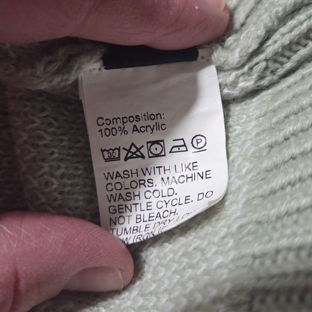Womens Houndstooth Sweater Vest Sage Green Sleeveless Knit Top, Medium - Picture 2 of 3